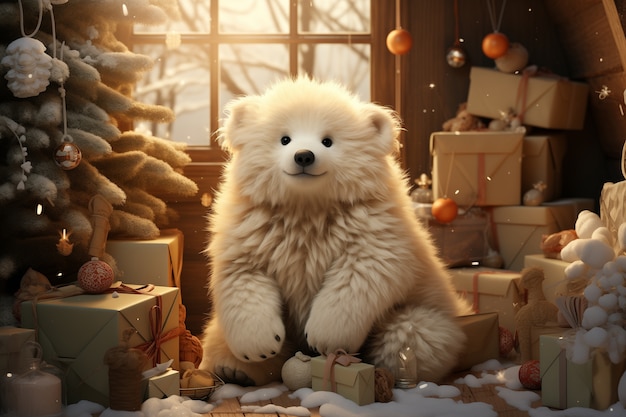 Photo gratuite célébration de noël avec un ours