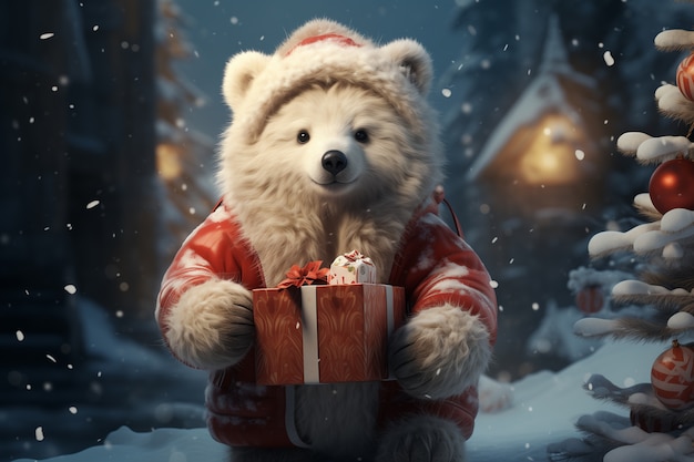 Célébration de Noël avec un ours