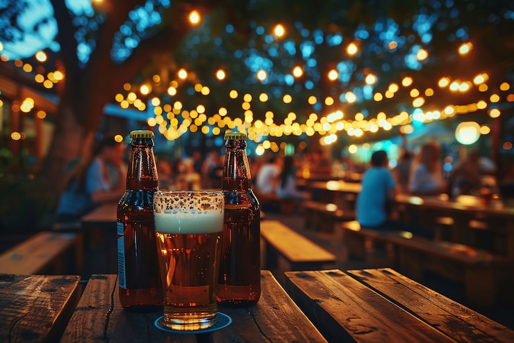 Photo gratuit célébration de l'oktoberfest avec beaucoup de bière