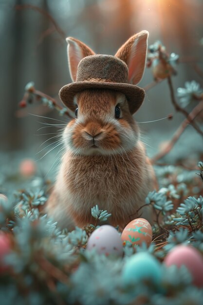 Célébration de Pâques avec le lapin de rêve.