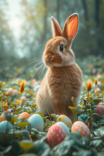 Célébration de Pâques avec le lapin de rêve.