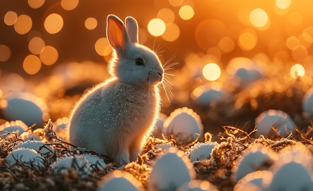 Photo gratuite célébration de pâques avec le lapin de rêve.