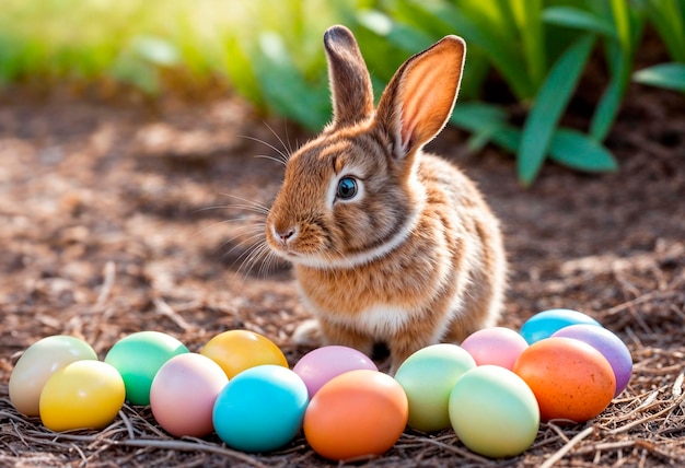 Photo gratuite célébration de pâques avec un mignon lapin