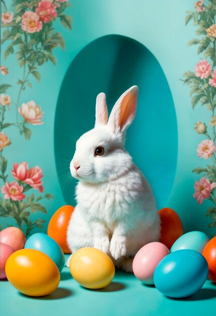 Célébration de Pâques avec un mignon lapin
