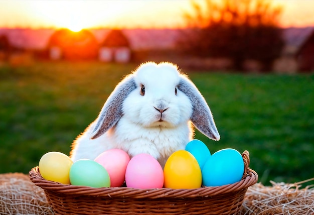 Célébration de Pâques avec un mignon lapin