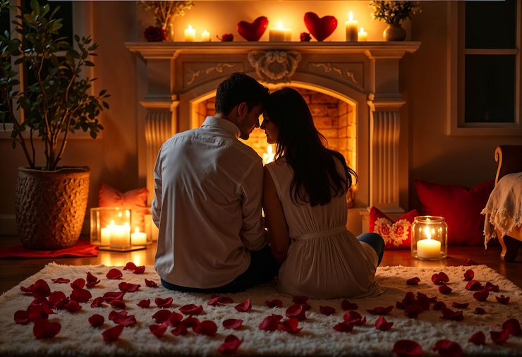 Photo gratuit célébration de la saint-valentin à la maison