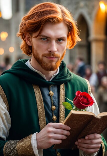 Célébration de Sant Jordi avec un livre et une rose