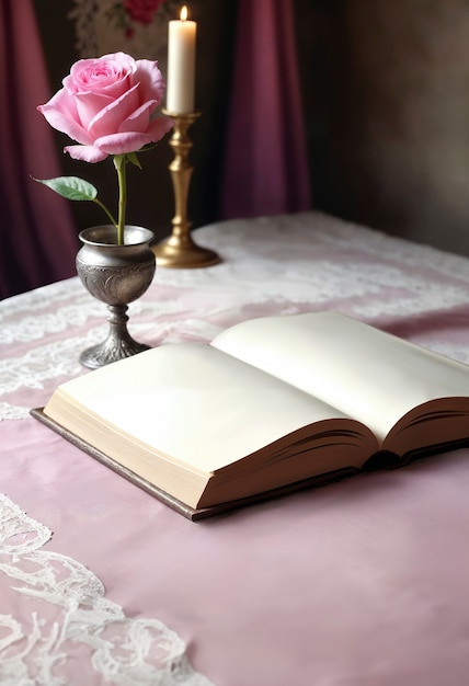 Photo gratuite célébration de sant jordi avec un livre et une rose