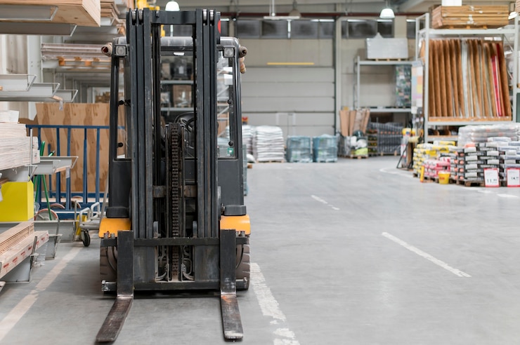Photo gratuit centre logistique avec chariot élévateur
