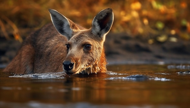 Cerf dans la forêt gros plan portrait scène tranquille générée par l'IA