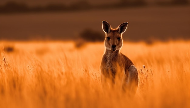 Cerf mignon debout dans un pré tranquille au crépuscule généré par l'IA