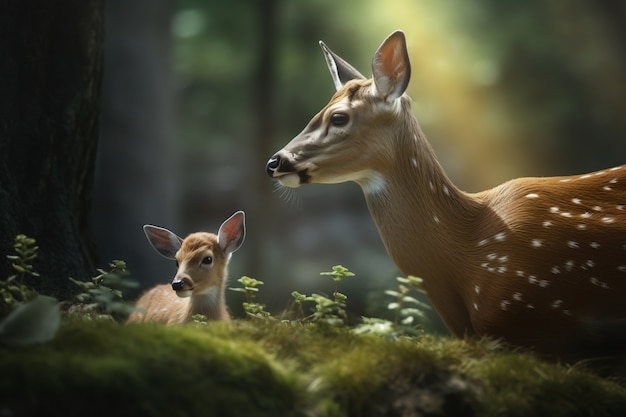 Photo gratuite cerf réaliste avec fond de nature