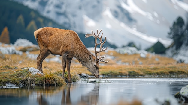 Photo gratuite le cerf sauvage dans la nature