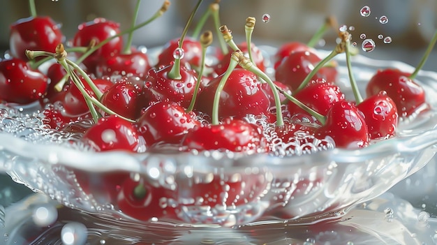 Photo gratuite des cerises dans un bol d'eau