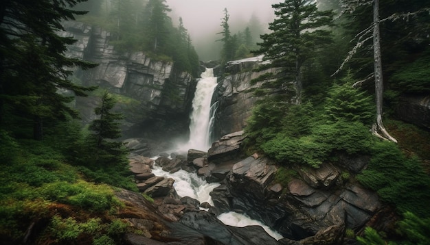 Photo gratuite chaîne de montagnes majestueuse beauté naturelle de l'eau qui coule tranquille générée par l'ia
