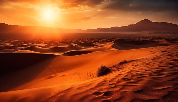 Une chaîne de montagnes majestueuse illuminée par le lever du soleil généré par l'IA