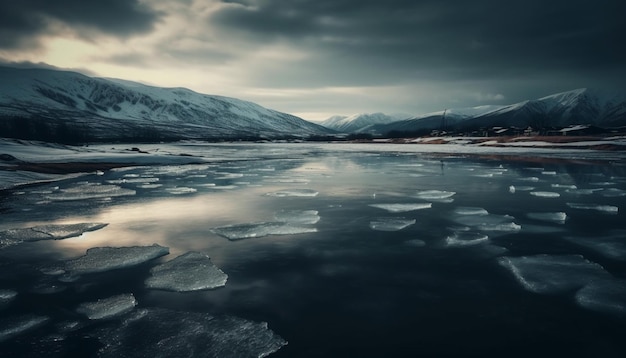 Photo gratuite la chaîne de montagnes majestueuse reflète la beauté tranquille de la nature générée par l'ia