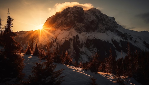 Photo gratuite chaîne de montagnes majestueuse scène tranquille beauté de la nature générée par l'ia