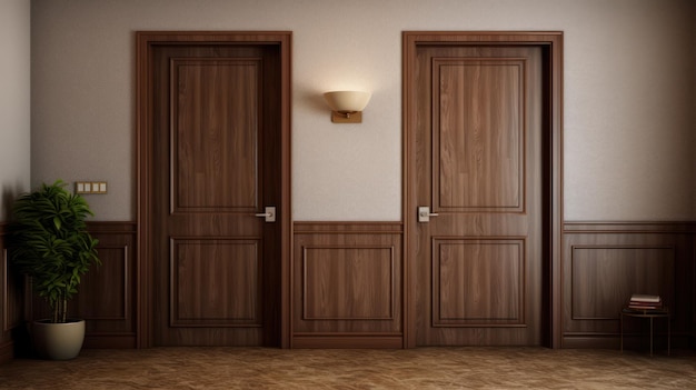 Chambre d'hôtel avec portes en bois