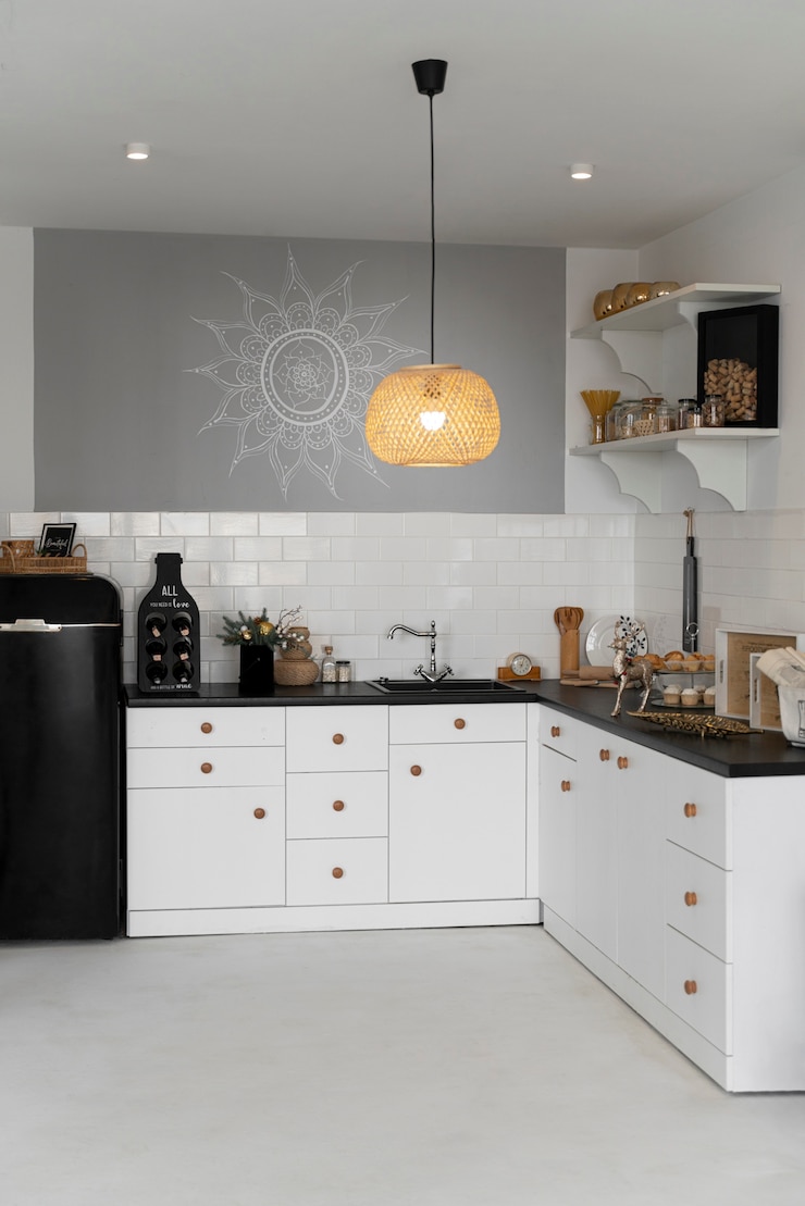 Photo gratuit chambre moderne vide avec des meubles