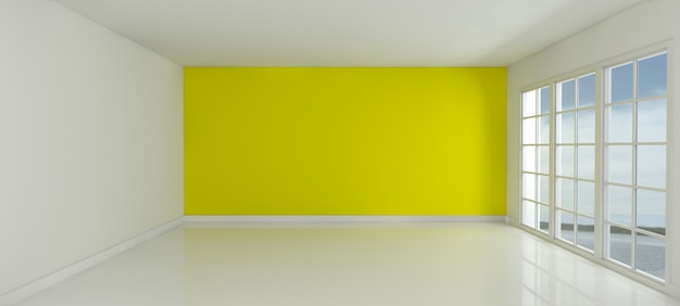 Chambre avec un mur jaune