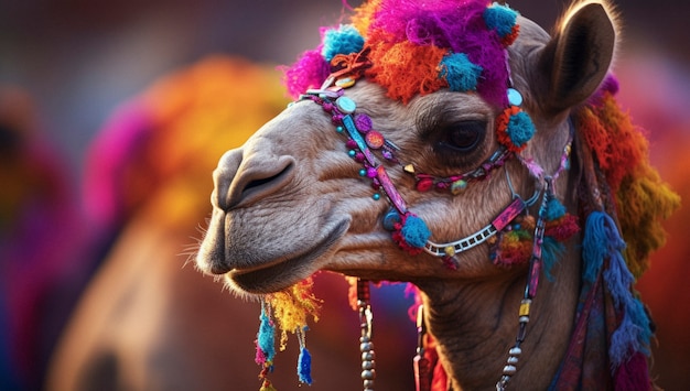Photo gratuite un chameau décoré pour la fête de la république indienne