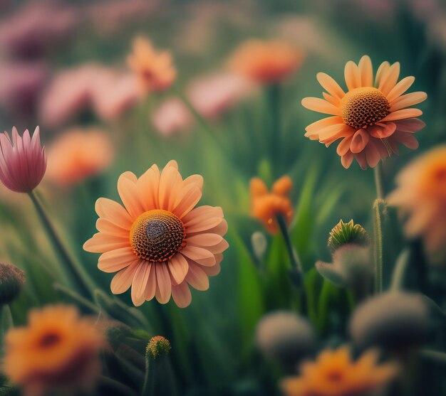 Photo gratuite un champ de fleurs avec le mot dessus