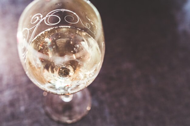 Champagne plateau en verre vue