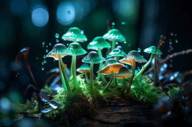 Champignons poussant en forêt