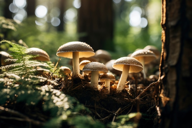 Photo gratuite champignons poussant en forêt
