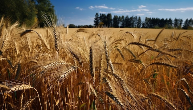 Champs de blé doré mûrs pour la récolte d'automne générés par l'IA