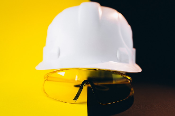 Photo gratuit chapeau blanc avec lunettes de protection isolées