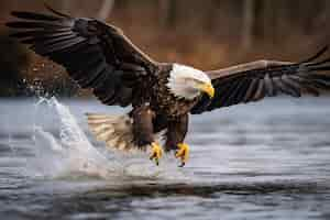 Photo gratuite chasse à l'aigle en rivière