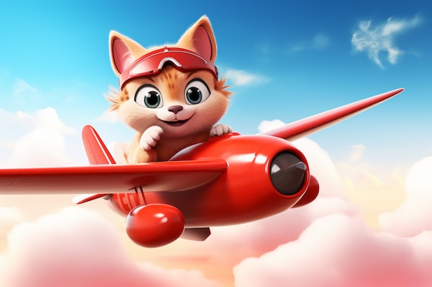 Photo gratuite chat mignon avec avion