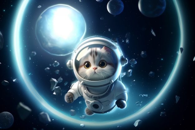 Photo gratuite chat mignon dans l'espace