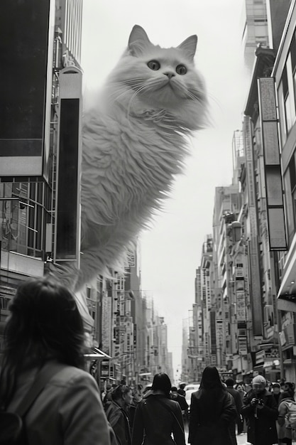 Photo gratuite un chat mignon est un artiste numérique.