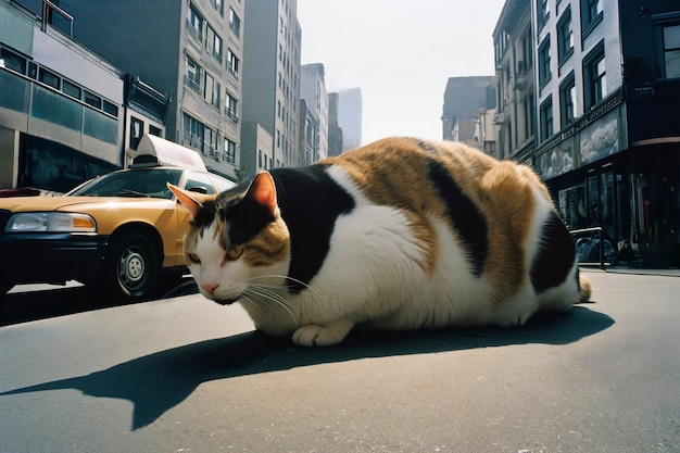 Photo gratuite un chat mignon est un artiste numérique.