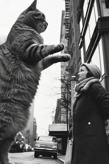 Photo gratuite un chat mignon est un artiste numérique.