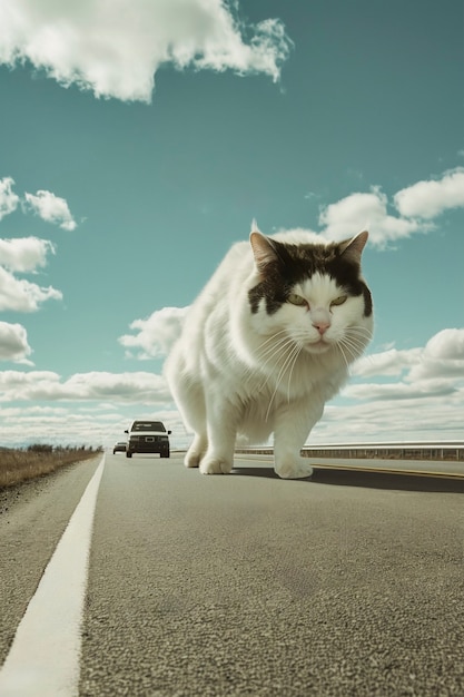 Photo gratuite un chat mignon est un artiste numérique.