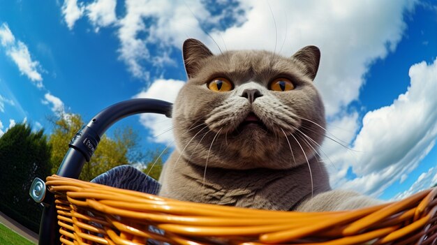 Chat poilu mignon à l'extérieur