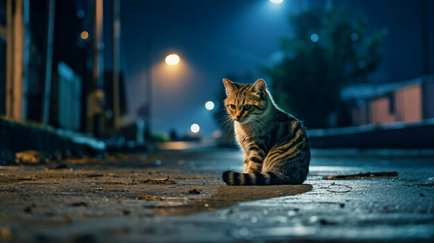 Chat poilu mignon à l'extérieur