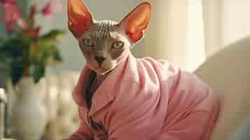 Photo gratuite chat sphynx mignon à l'intérieur