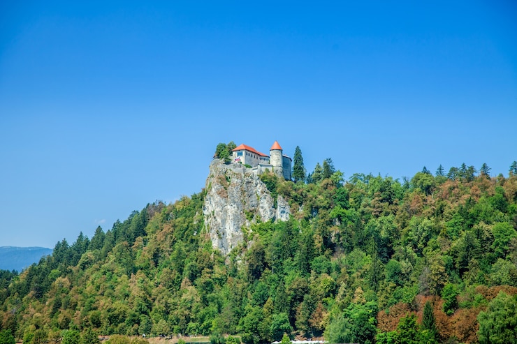 Photo gratuit château au sommet de la falaise en été