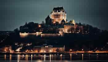Photo gratuite un château sur la colline la nuit