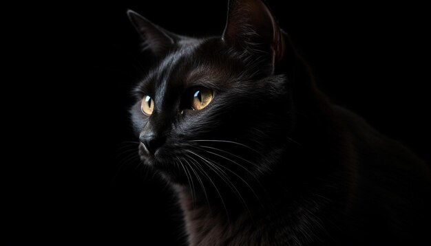 Chaton félin mignon regardant avec vigilance à l'extérieur généré par l'IA