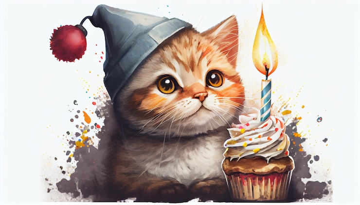 Photo gratuit un chaton mignon célèbre avec une décoration effrayante de cupcake d'halloween ai générative