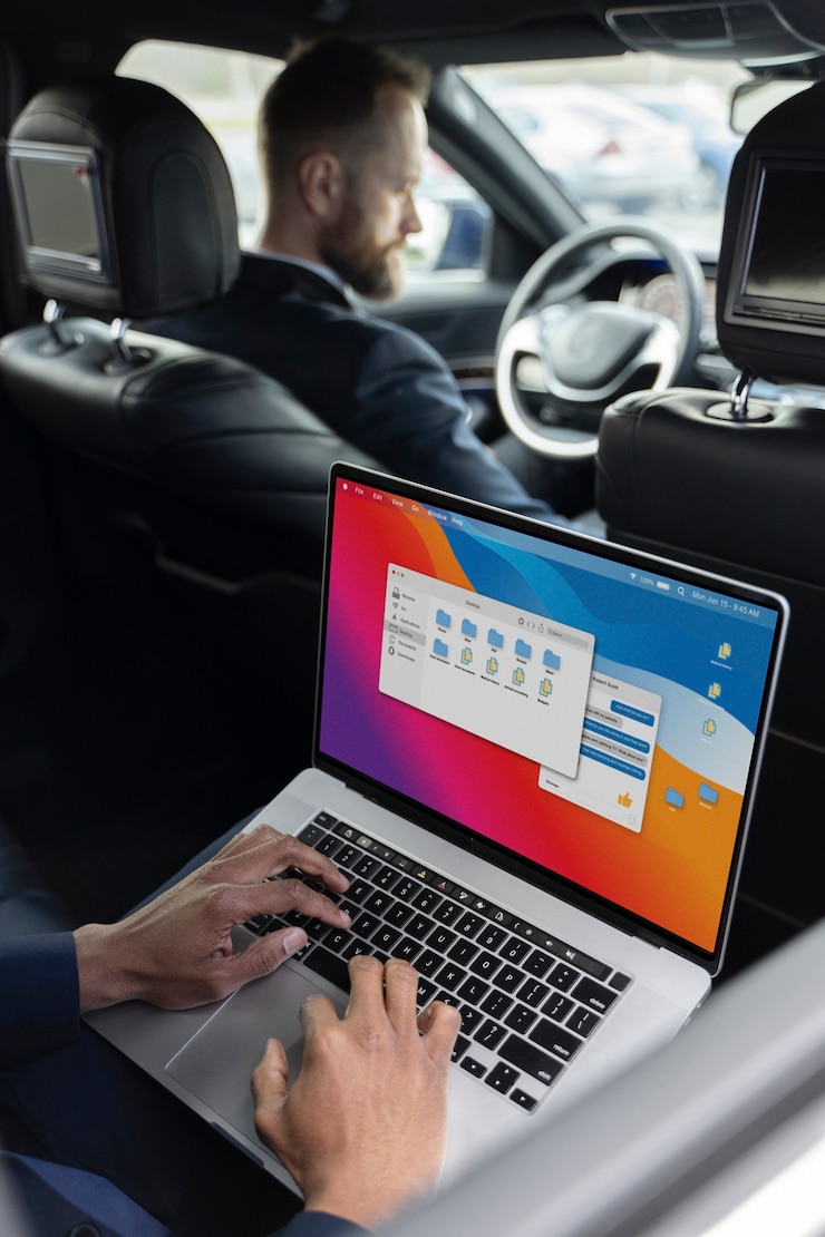 Photo gratuit chauffeur uber élégant donnant un taxi