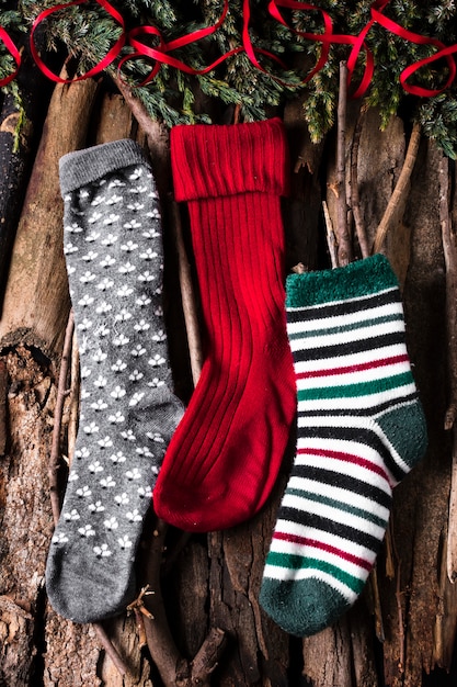 Chaussettes de Noël prêtes pour des bonbons