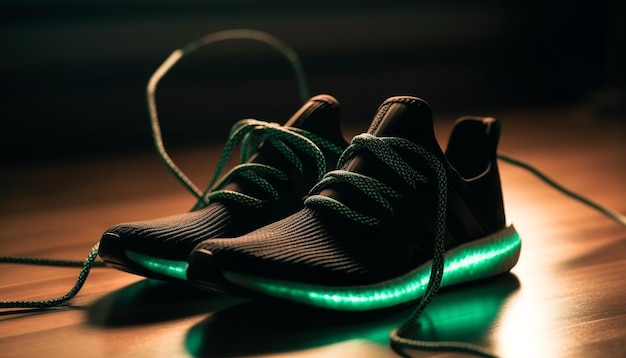 Chaussure de sport en cuir moderne lacet délié au premier plan généré par l'IA