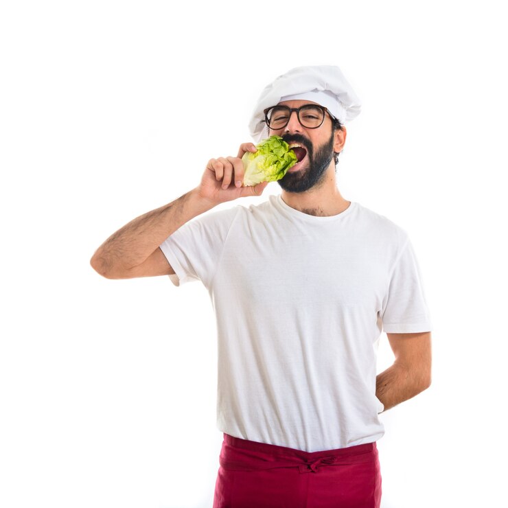Photo gratuit chef, manger, laitue